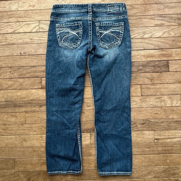 Y2K Silver Jeans Santorini Cropped Low Rise Jeans Size 27 Blue Denim Casual - Picture 8 of 8